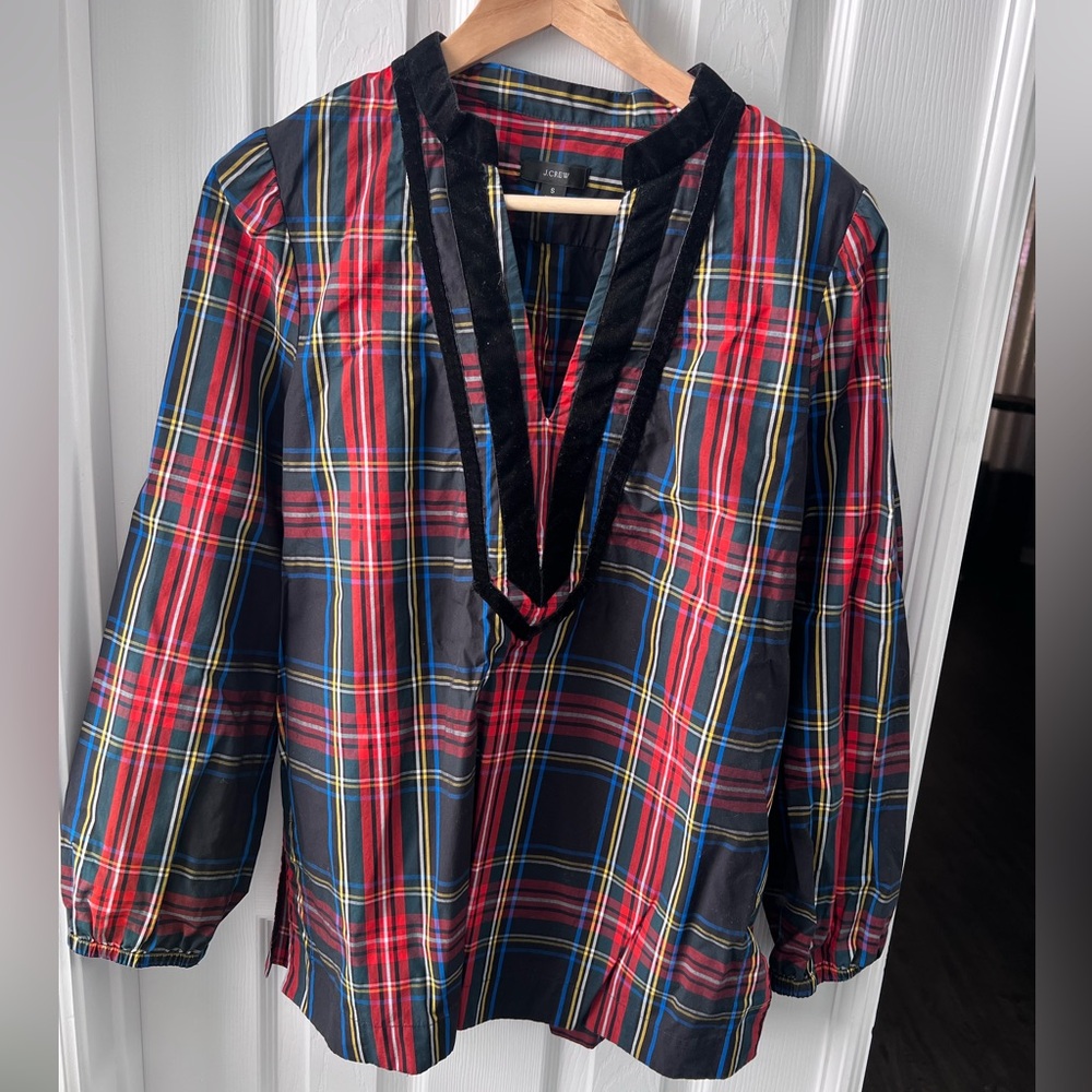 J.Crew Plaid Long Sleeve Blouse, Size S